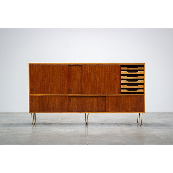 Image 1 of Credenza vintage con gambe a forcina in ottone di Alfred Hendrickx per Belform, 1950