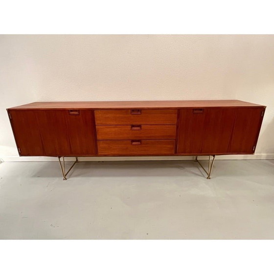 Image 1 of Vintage brass and teak sideboard by William Watting for Fristho, Netherlands 1950s
