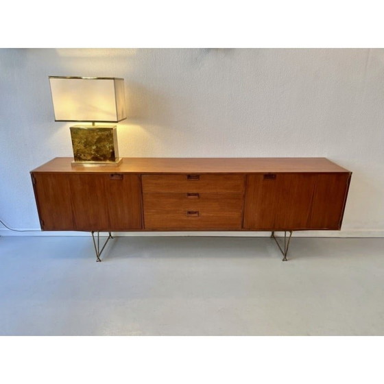 Image 1 of Vintage brass and teak sideboard by William Watting for Fristho, Netherlands 1950s