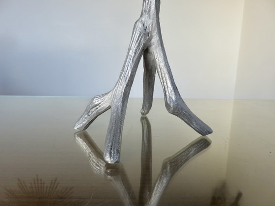 Image 1 of Brutalist 70's Cast Aluminium "Tree" Candlestick