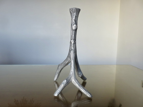 Image 1 of Brutalist 70's Cast Aluminium "Tree" Candlestick