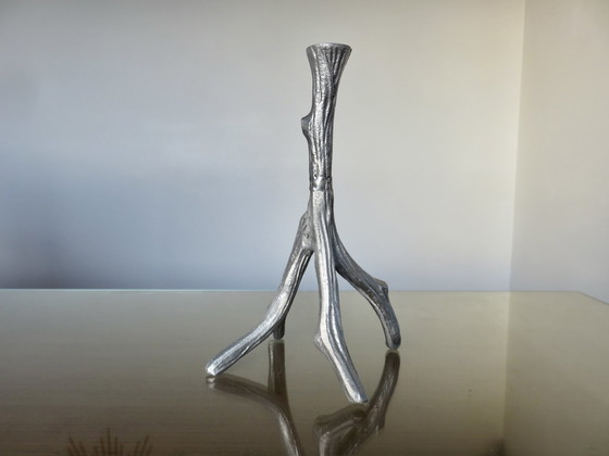 Image 1 of Brutalist 70's Cast Aluminium "Tree" Candlestick