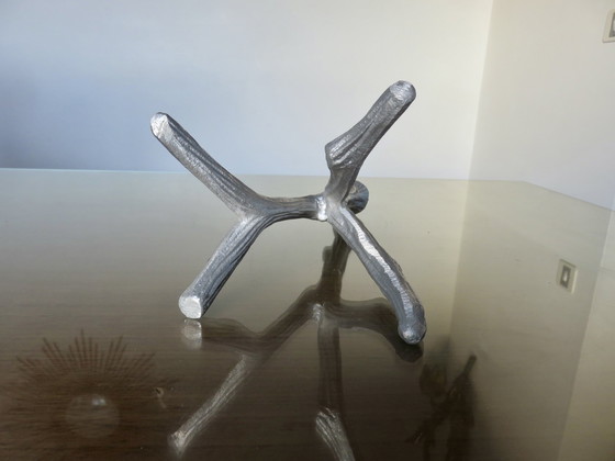 Image 1 of Brutalist 70's Cast Aluminium "Tree" Candlestick