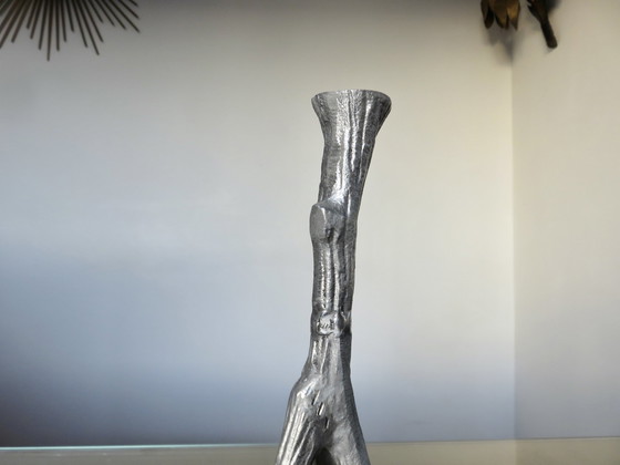 Image 1 of Brutalist 70's Cast Aluminium "Tree" Candlestick