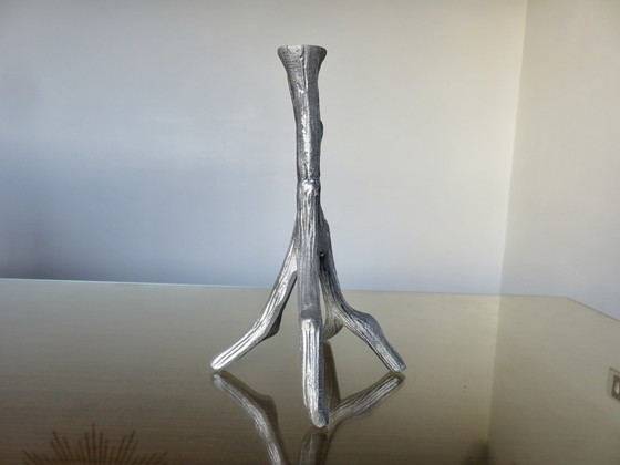 Image 1 of Brutalist 70's Cast Aluminium "Tree" Candlestick