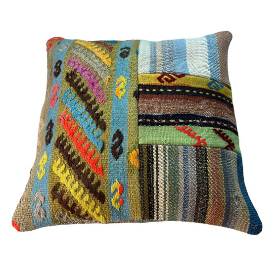 Image 1 of Housse de coussin vintage en patchwork Kilim turc