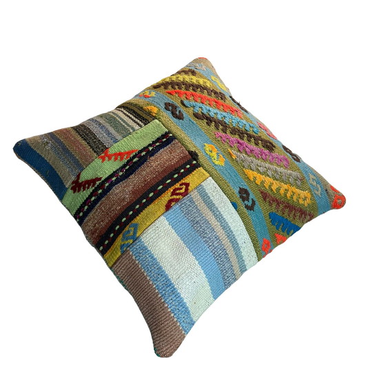 Image 1 of Housse de coussin vintage en patchwork Kilim turc
