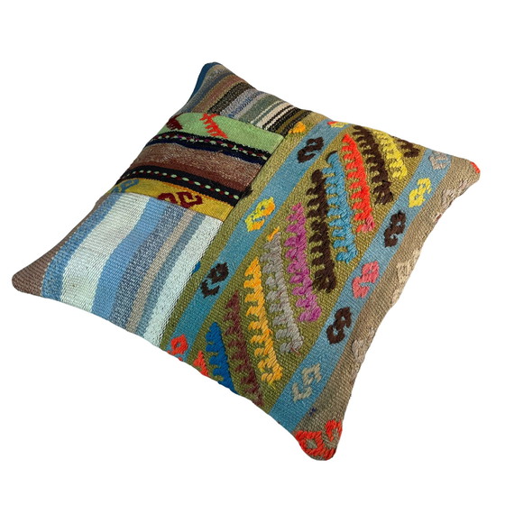 Image 1 of Housse de coussin vintage en patchwork Kilim turc