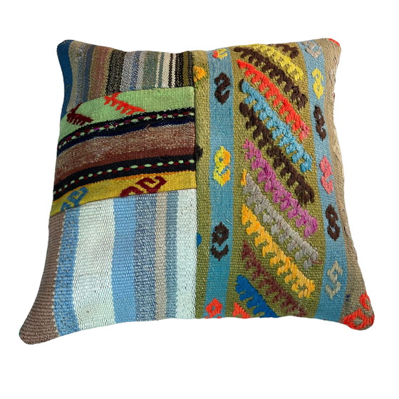 Image 1 of Housse de coussin vintage en patchwork Kilim turc
