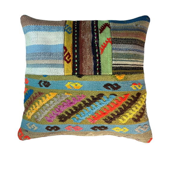 Image 1 of Housse de coussin vintage en patchwork Kilim turc