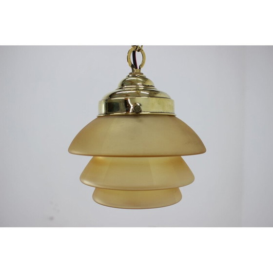 Image 1 of Vintage brass art deco suspension, Czech 1930