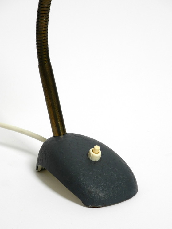 Image 1 of Beautiful Small 1950S Table Lamp With Metal Gooseneck From Gebrüder Cosack Germany