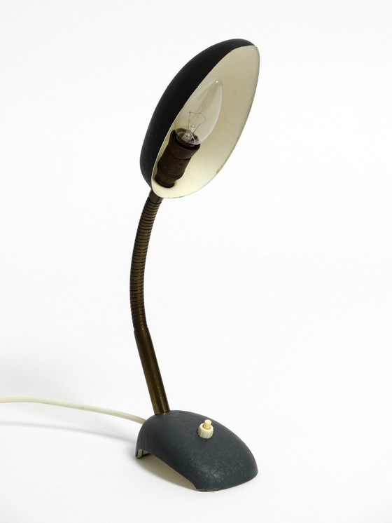 Image 1 of Beautiful Small 1950S Table Lamp With Metal Gooseneck From Gebrüder Cosack Germany