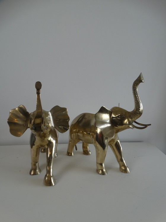 Image 1 of XXL Hollywood regency elephant pair.