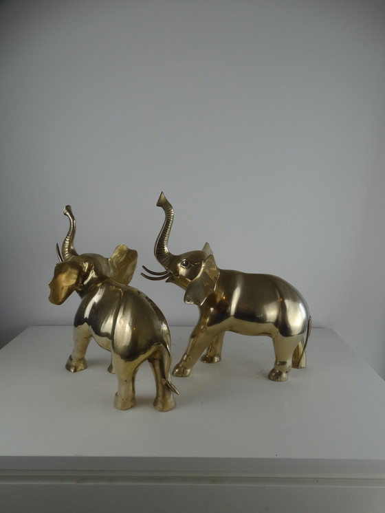 Image 1 of XXL Hollywood regency elephant pair.