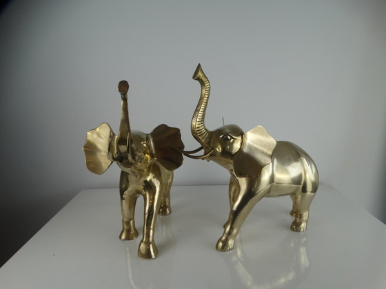 Image 1 of XXL Hollywood regency elephant pair.