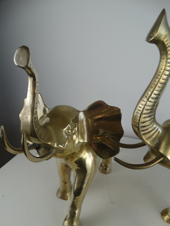 Image 1 of XXL Hollywood regency elephant pair.