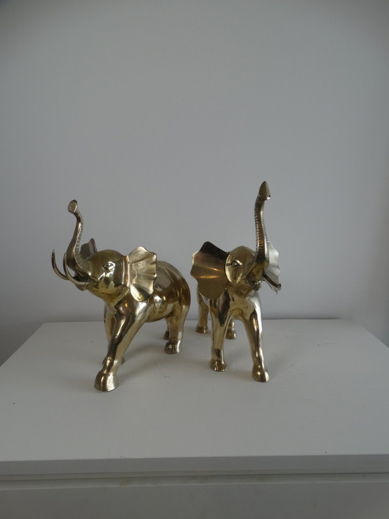 Image 1 of XXL Hollywood regency elephant pair.