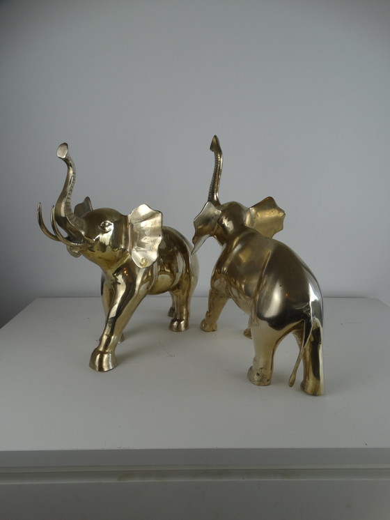 Image 1 of XXL Hollywood regency elephant pair.