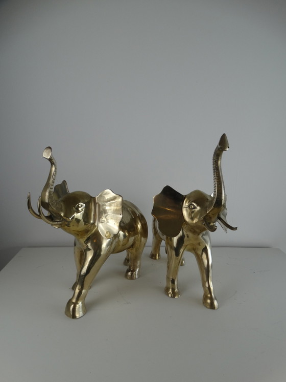 Image 1 of XXL Hollywood regency elephant pair.