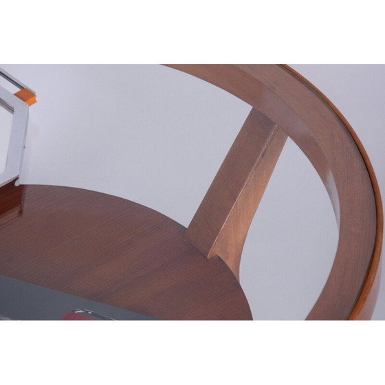 Image 1 of Vintage oak and glass coffee table, Czechoslovakia 1950