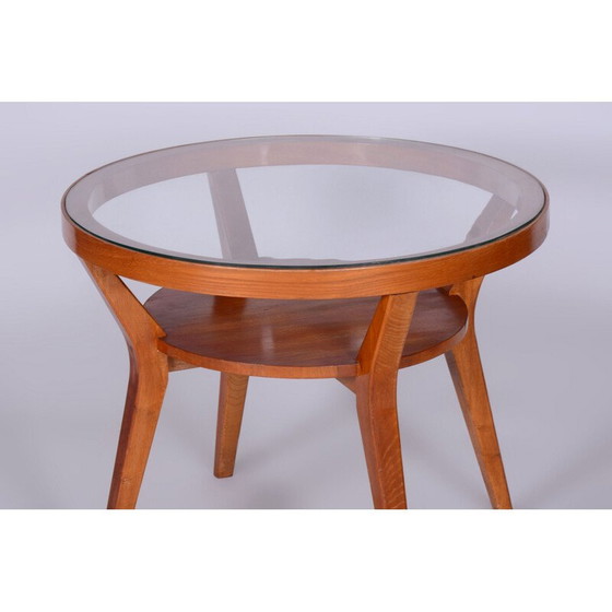 Image 1 of Vintage oak and glass coffee table, Czechoslovakia 1950