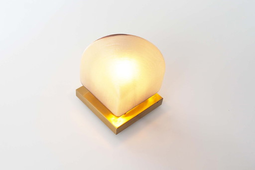 1x Glass and brass wall lamp by Peill & Putzler