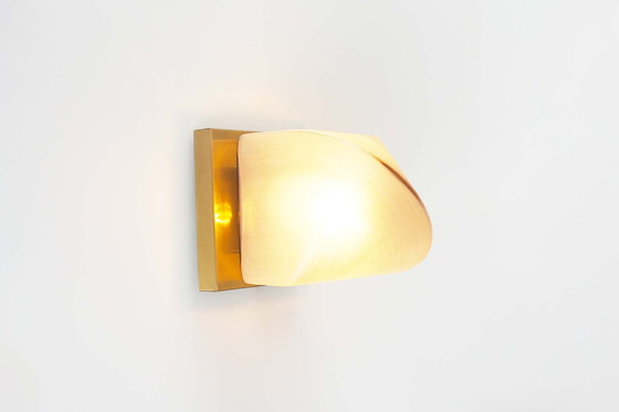 Image 1 of 1x Glass and brass wall lamp by Peill & Putzler