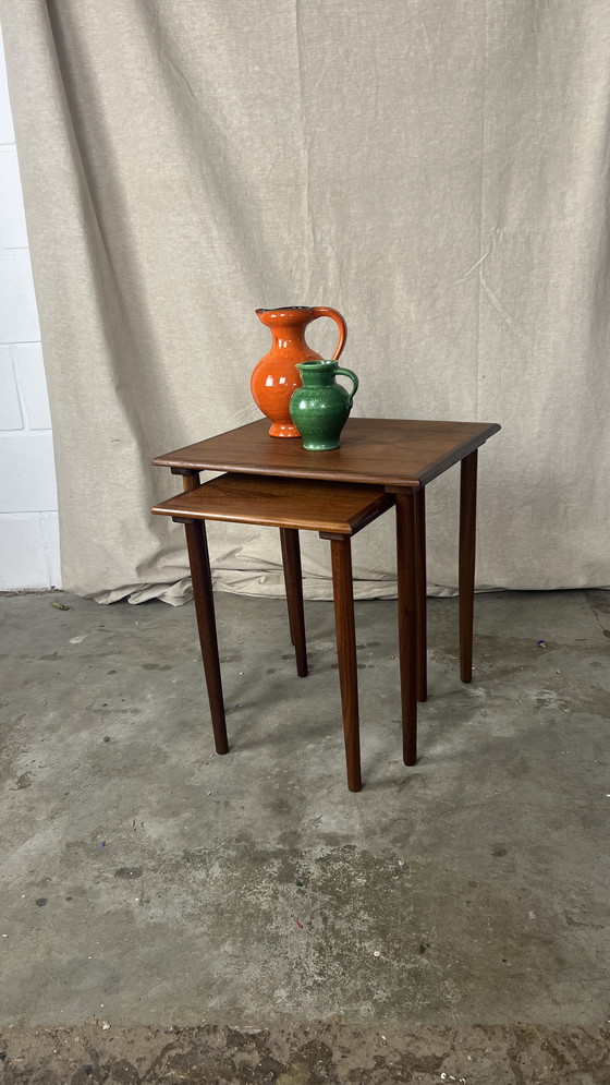 Image 1 of Tavolino da notte / comodino vintage Fabian Teak in stile moderno di metà secolo, anni '70