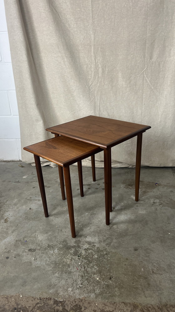 Image 1 of Tavolino da notte / comodino vintage Fabian Teak in stile moderno di metà secolo, anni '70