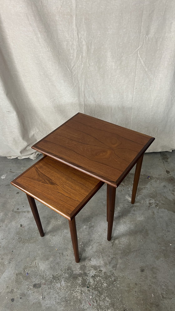 Image 1 of Tavolino da notte / comodino vintage Fabian Teak in stile moderno di metà secolo, anni '70