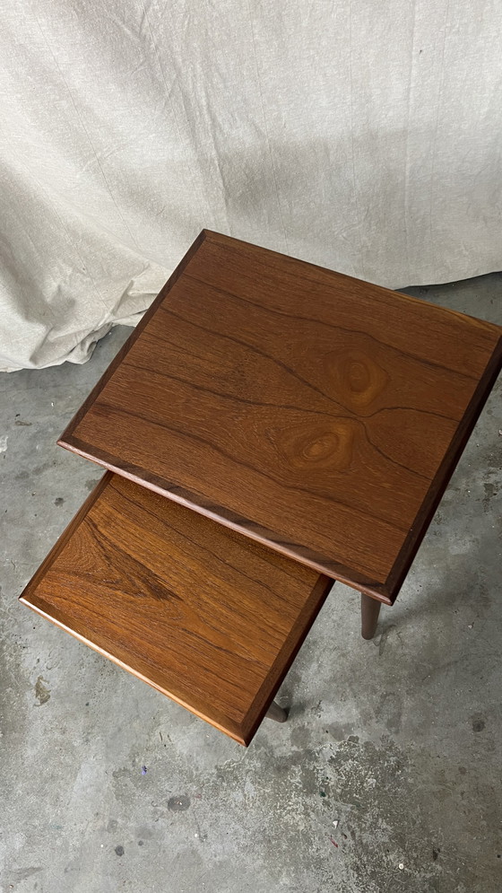 Image 1 of Tavolino da notte / comodino vintage Fabian Teak in stile moderno di metà secolo, anni '70