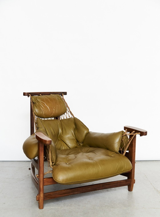 Image 1 of Jean Gillon "Jangada" Lounge Chair & Ottoman For Italma Wood Art, 1968