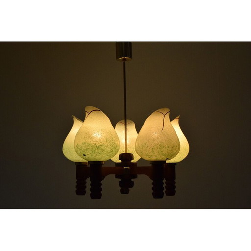 Mid-century Wood Chandelier 1970s