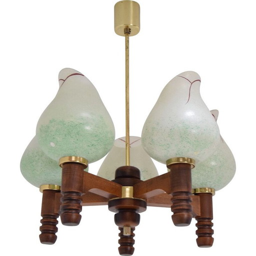 Mid-century Wood Chandelier 1970s