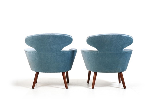 Image 1 of Rare Pair Of Danish Easychairs In Teak & Mohair 1950S