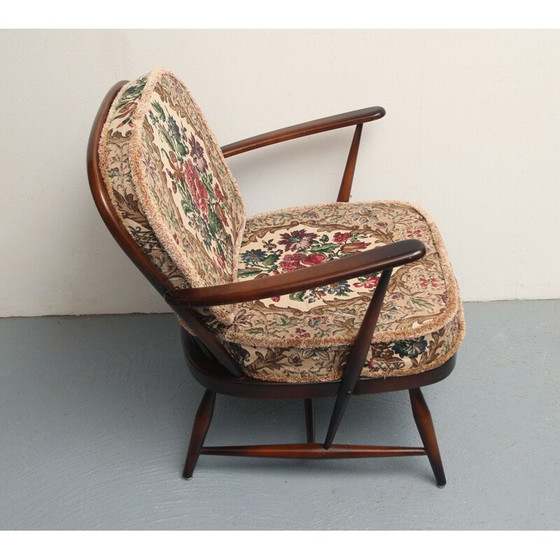 Image 1 of Vintage british armchair with floral fabric by Luigi Ercolani for Ercol, 1950s