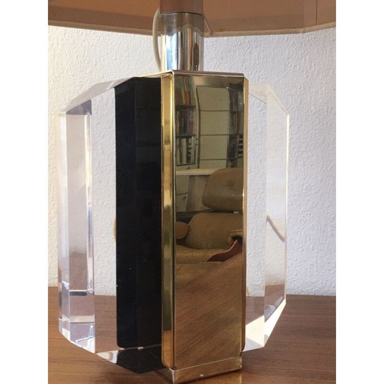 Image 1 of Coppia di lampade vintage in plexiglas, cromo e ottone 1970