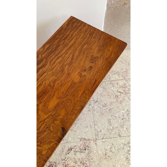 Image 1 of Vintage geometric wall shelf in solid oak