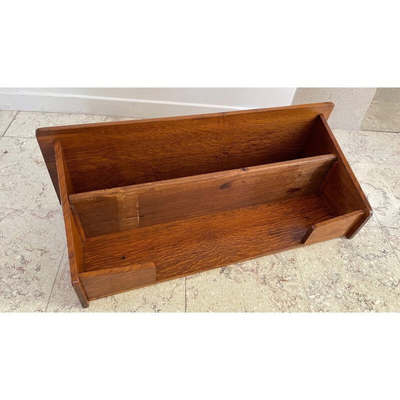 Image 1 of Vintage geometric wall shelf in solid oak