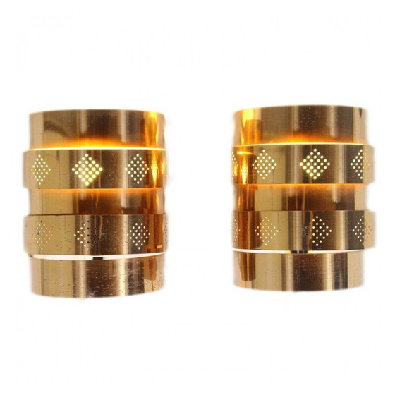 Image 1 of Pair of vintage brass wall lamp by Werner Schou for Coronell Elektro, Denmark, 1970