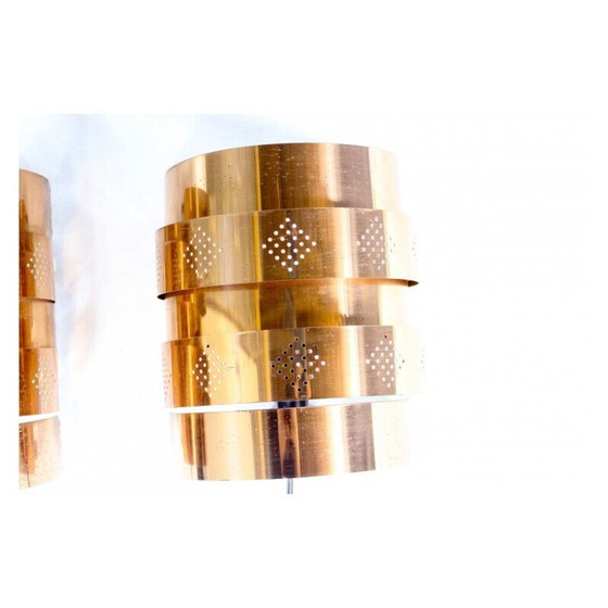 Image 1 of Pair of vintage brass wall lamp by Werner Schou for Coronell Elektro, Denmark, 1970