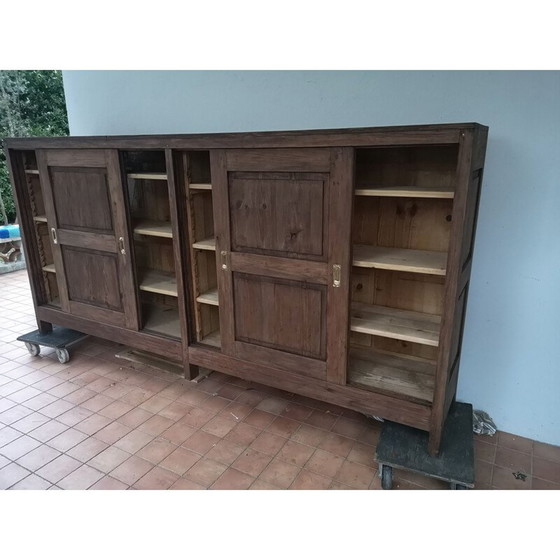 Image 1 of Fir wood highboard with 4 sliding doors, 1950