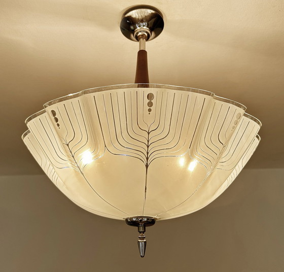 Image 1 of Art Deco Glass Pendant Lamp