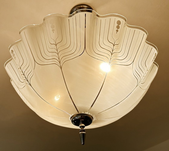 Image 1 of Art Deco Glass Pendant Lamp