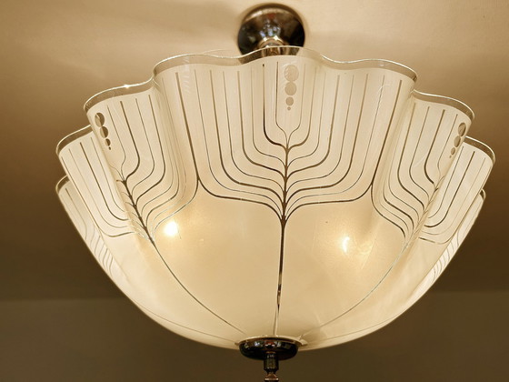 Image 1 of Art Deco Glass Pendant Lamp