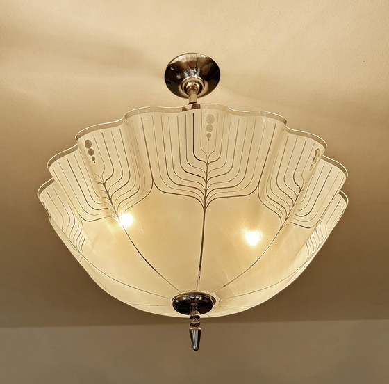 Image 1 of Art Deco Glass Pendant Lamp