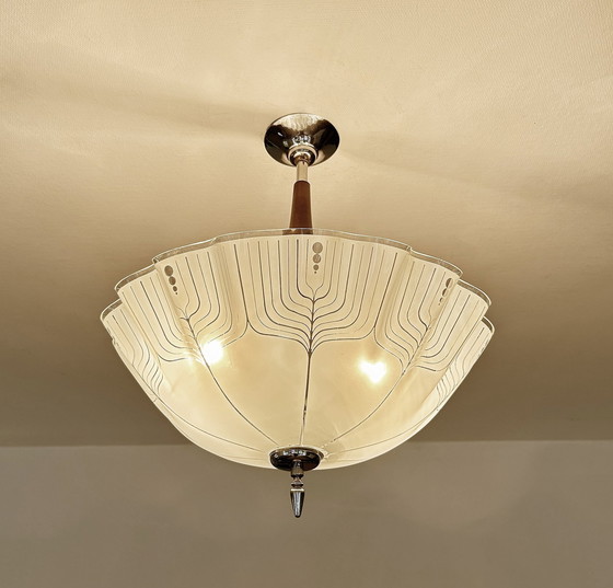 Image 1 of Art Deco Glass Pendant Lamp