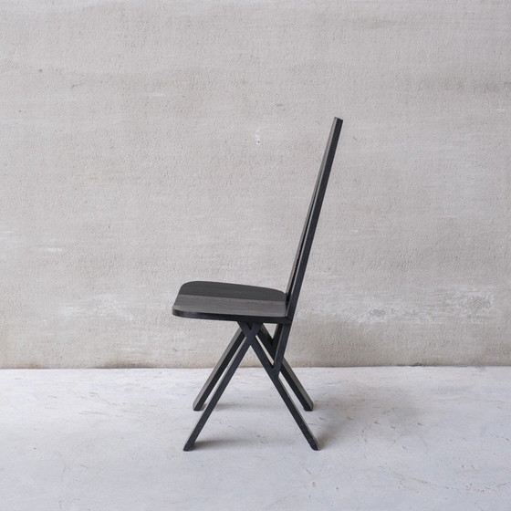 Image 1 of Set di 6 sedie da pranzo nere vintage francesi di Pierre Chapo, anni '70