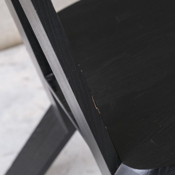 Image 1 of Set di 6 sedie da pranzo nere vintage francesi di Pierre Chapo, anni '70